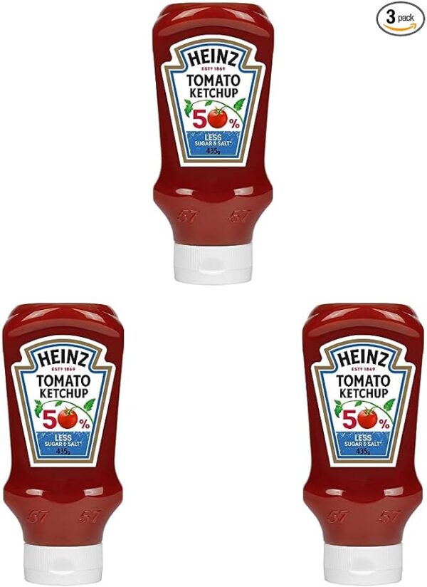 Heinz Tomato Ketchup 50% less sugar and salt, 400ml (Pack of 3)