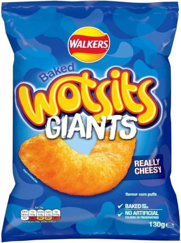 Walkers Wotsits Giants Really Cheesy Vegetarian Baked Snacks 130 g